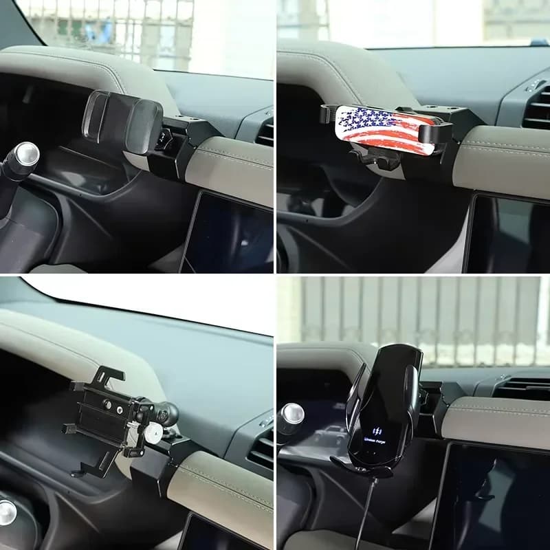 Alumium Alloy Mobile Phone Holder Trim For Land Rover Defender 90 110 130 2020-2024 Car Air Vent Mobile Phone Holder Accessories