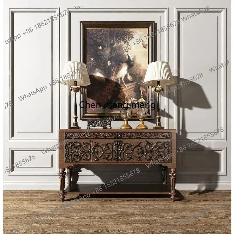 K153  French solid wood entrance entrance cabinet, antique and retro carving, dining side, storage and decoration cabinet