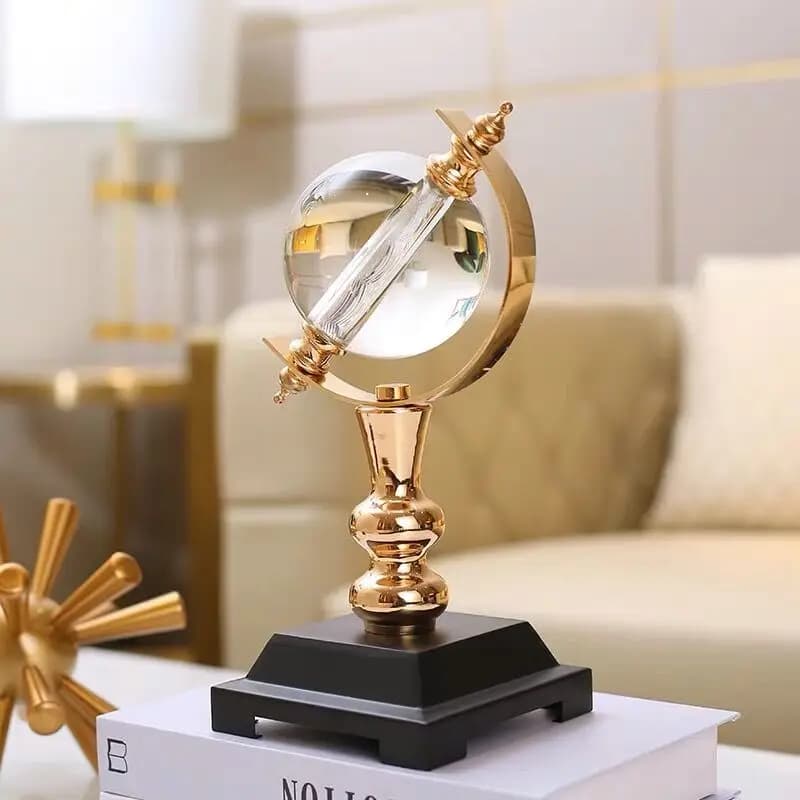 European Light Luxury Crystal Globe Decoration Home Living Room Metal Decoration