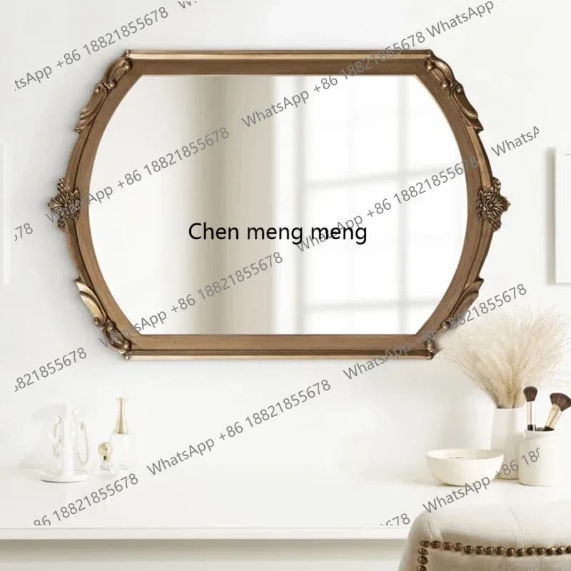 Retro carved vanity mirror, large desktop vanity mirror, French wall-mounted enigma mirror, European style2936