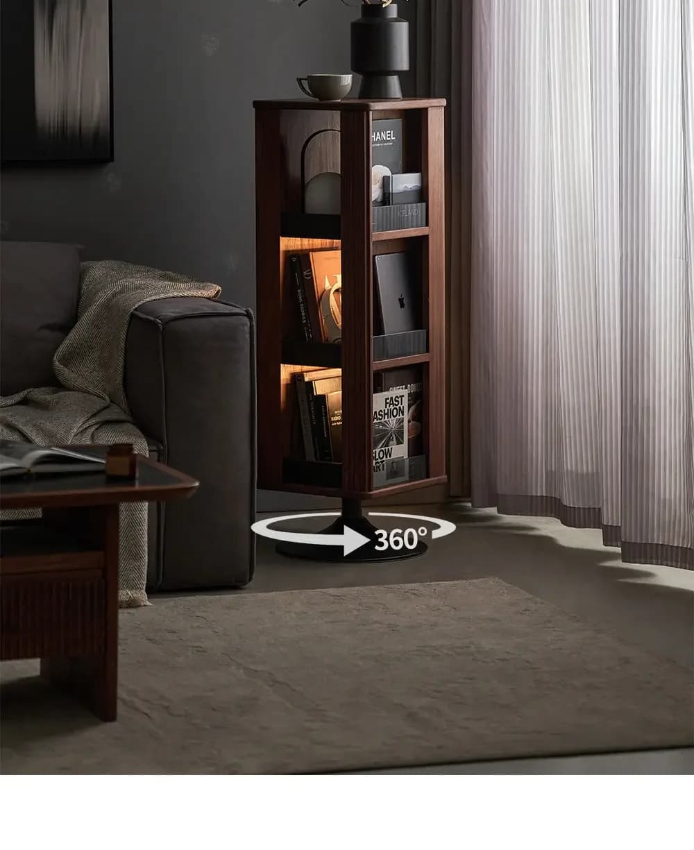 DSASolid wood rotating bookshelf Floor-to-ceiling bookcase Living room wine cabinet Household storage rack