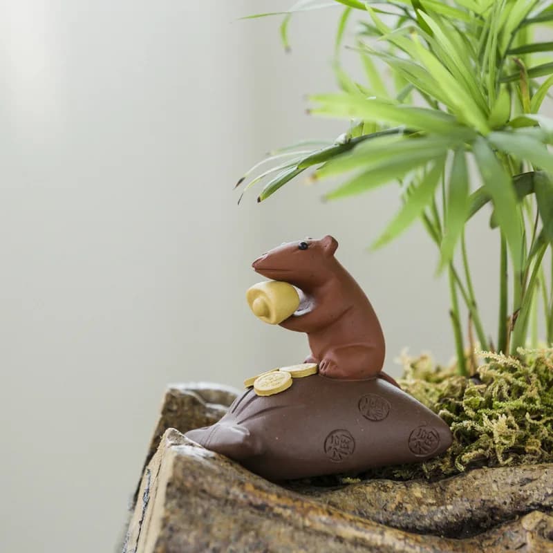 Handmade Clay Mouse Tea Pet Spirit Figurines Tea Ceremony Utensils Coin Tea Set Room Decoration Chinese Zen Animal