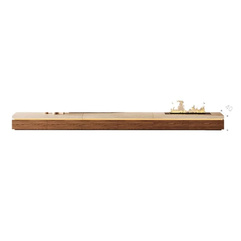CX antique natural travertine countertop TV cabinet household living room light luxury floor storage cabinet