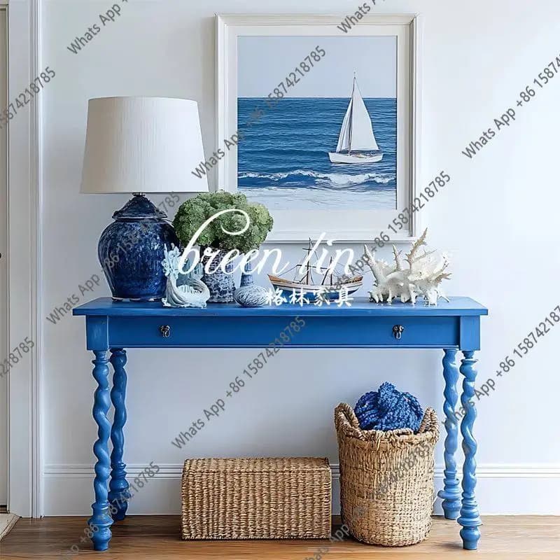 French light luxury entrance table/American retro solid wood desk/study writing table decorative cabinet