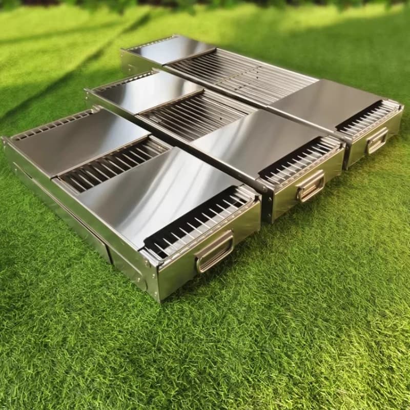 Thickened stainless steel grill outdoor household barbecue grill wood talk barbecue stove full set of barbecue tools supplies