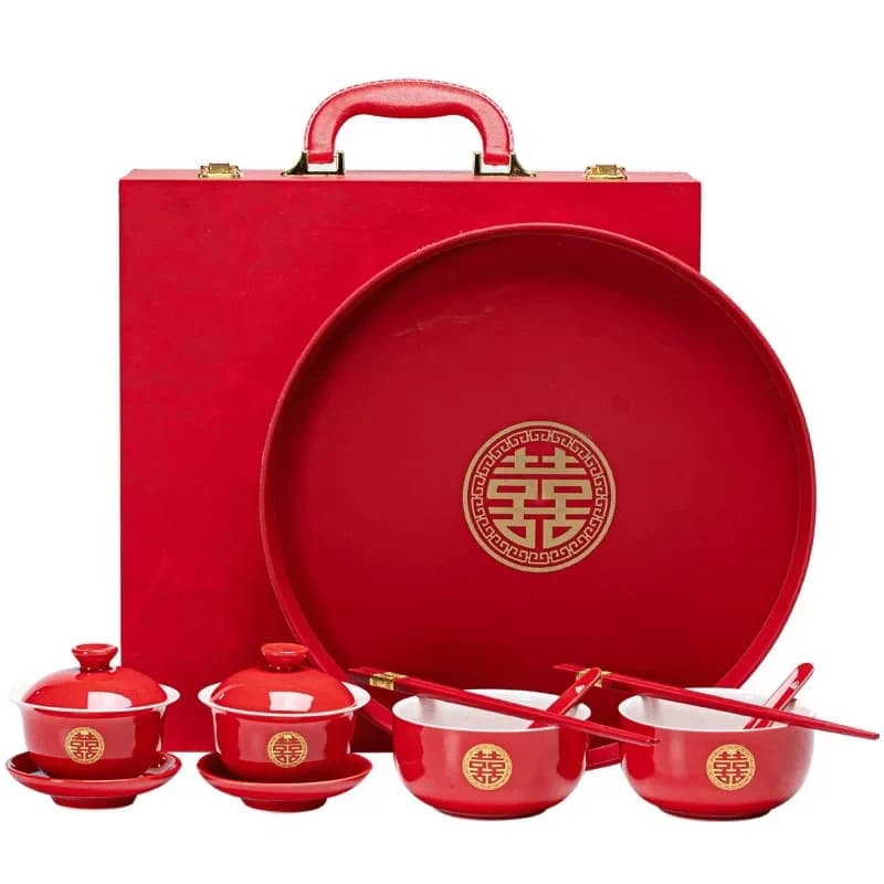 Wedding Dowry Set Wedding Gifts for Newlyweds and Brides Daquan Dowry Tableware Cover Bowls and Chopsticks