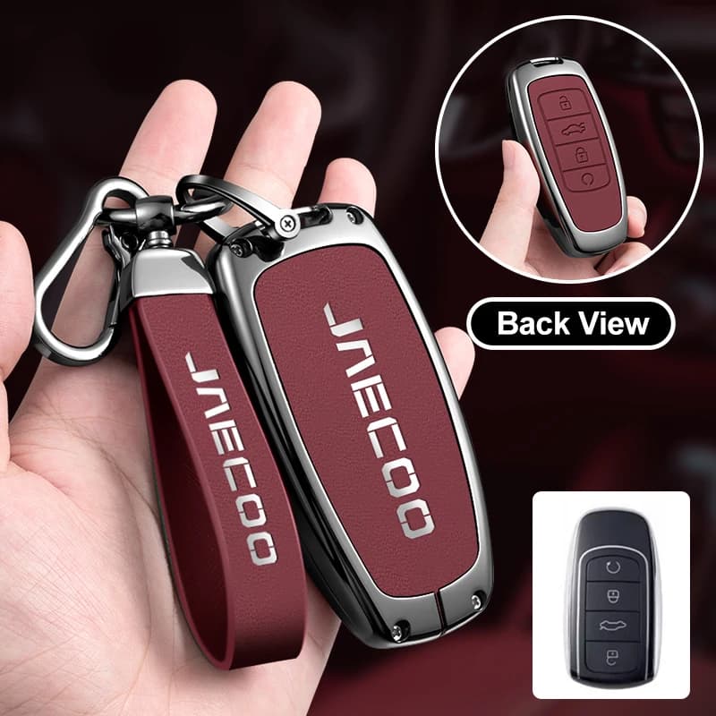 Zinc Alloy Leather Car Key Case Cover For Chery Jaecoo J6 J7 J8 Phev 2023 2024 2025 Protector Shell Holder Keychain  Accessory