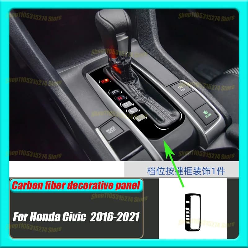 Gear Button Frame, Suitable for 10th Generation Honda Civic Piano Black Frame Honda Car Interior Modification Accessories