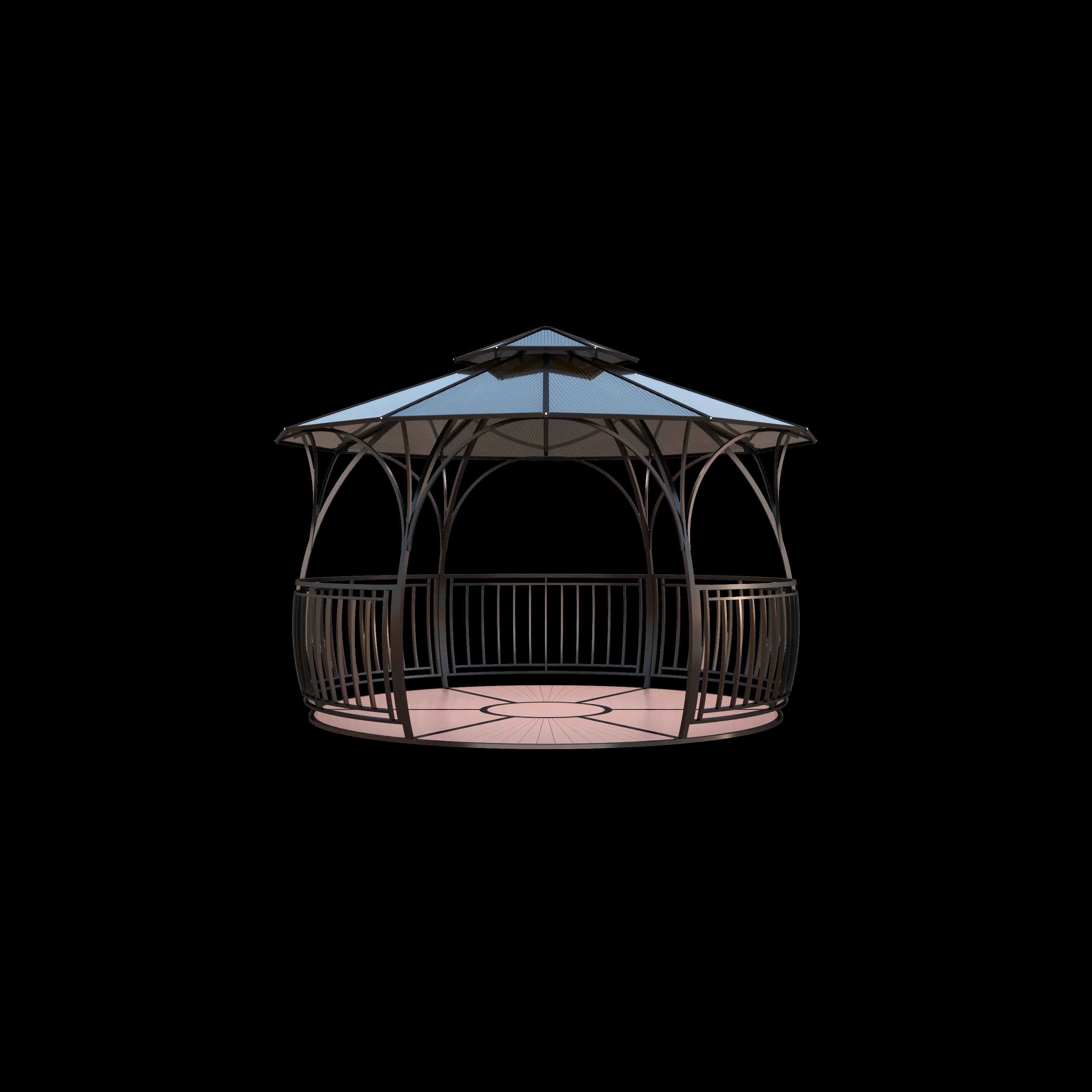 360cm Outdoor Steel Gazebo with Floor Waterproof Patio Pavilion for Garden and Backyard