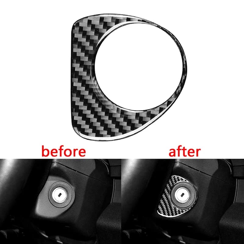 Car Engine Ignition Start Switch Lock Panel Decor Cover Frame Carbon Fiber Car Interior Accessories for Ford F150 2015-2019