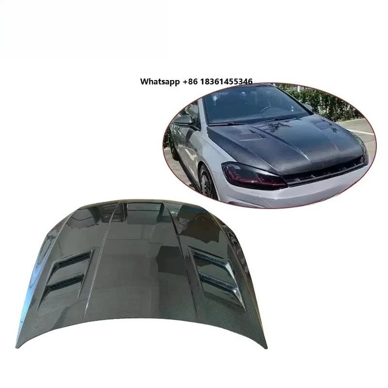 For Golf 7 7.5 VII MK7 2014-2017 Aspec Style Carbon Fiber Engine Hood Front Valve Cover