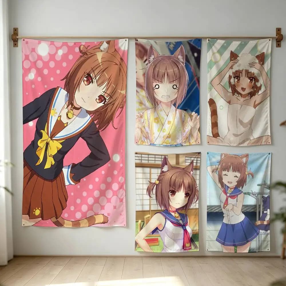 N-NEKOPARA OVA A-AzukiS Flag Digital Printing Banner for Garage Wall Out Door Decoration