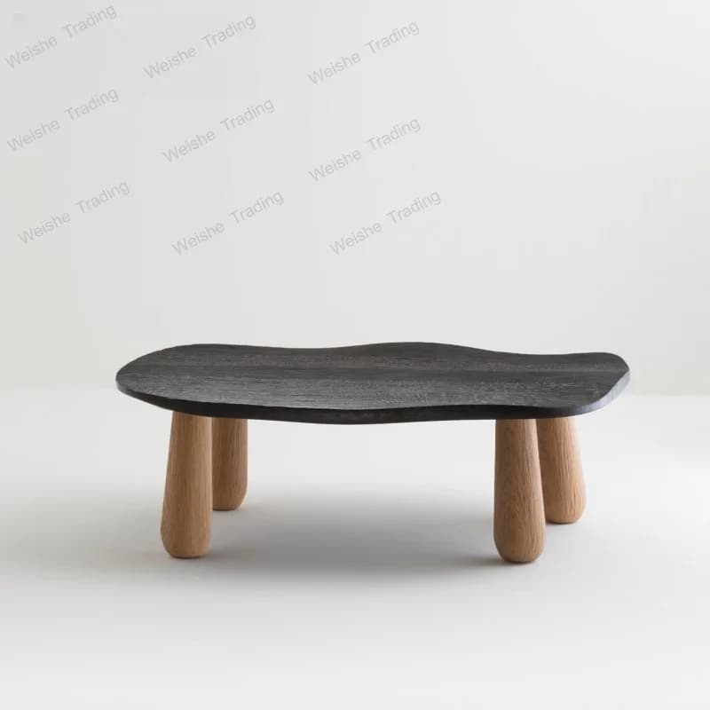 Retro style coffee table medieval surprise wind solid wood art lotus leaf shape square oval coffee table