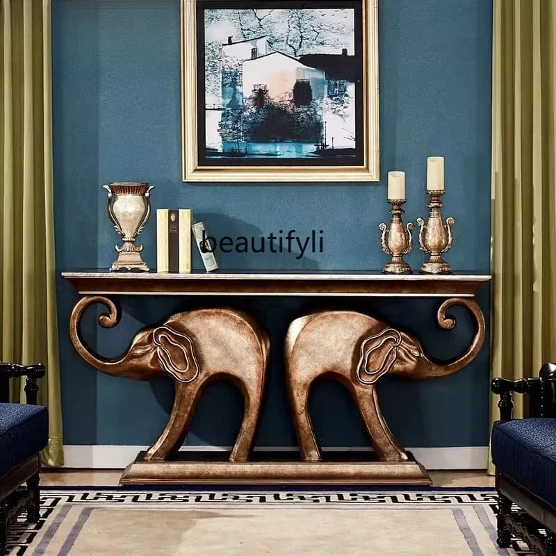 French retro neoclassical European entrance table American decorative foyer cabinet Chinese wall side table