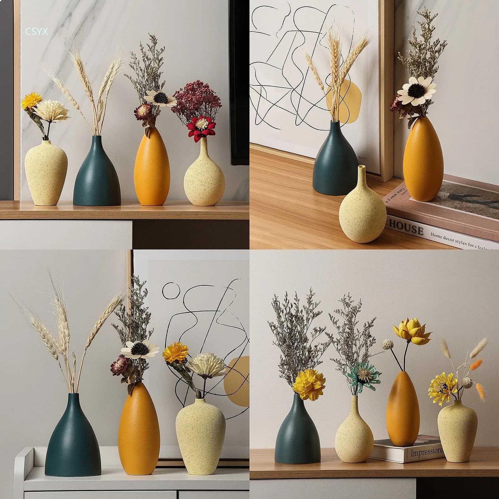 Creative Ceramic Small Vase for Home Living Room Table Flower Arrangement Decorative Ornament Wholesale