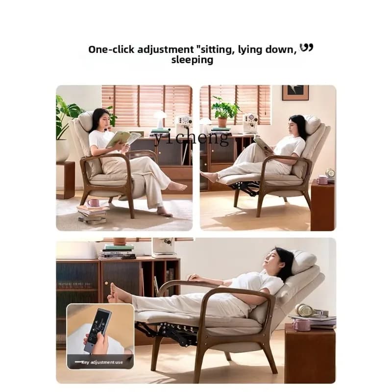 Solid Wood Sofa Chair Living Room Household Electric Single Sofa Adult Recliner Balcony Lazyx31
