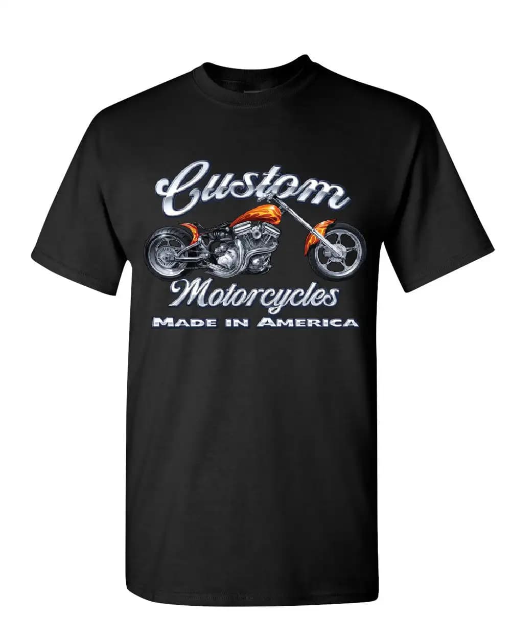Custom Motorcycles Biker Chopper American Tradition T-Shirt 100% Cotton O-Neck Short Sleeve Summer Casual Mens Tee Streetwear