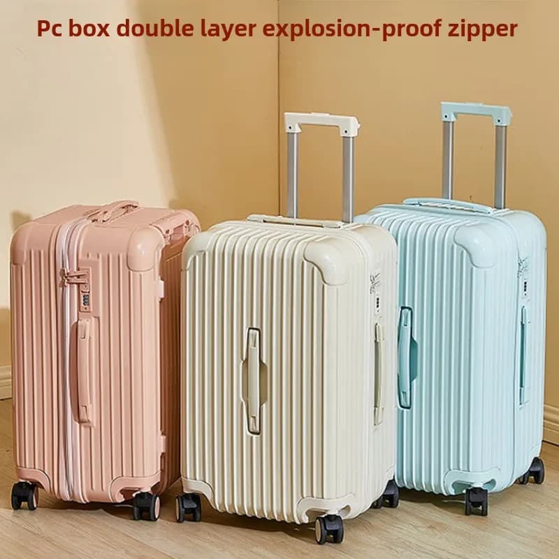 Thickened large-capacity suitcase Women's trolley case Men's suitcase PC Strong and durable Silent wheel Student suitcase
