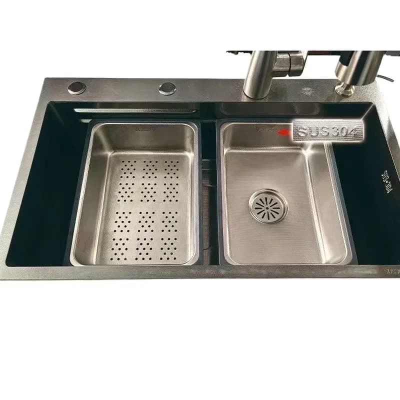 Kitchen stainless steel 304 thickened sink single slot becomes double slot 304 stainless steel basin middle