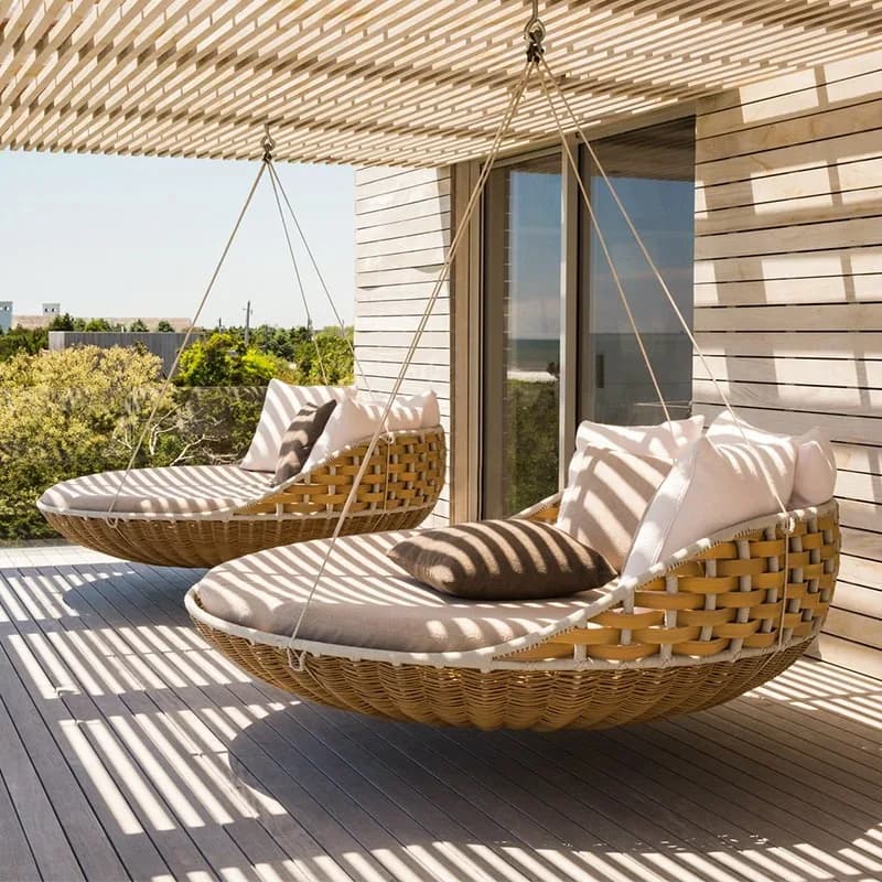 Outdoor bed patio deck chair round bed hammock swing beach rattan nordic outdoor hammock