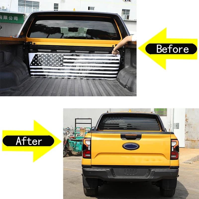 For Ford Ranger 2023+ PVC black car styling rear license plate pull-down flower sticker car decoration protection accessories