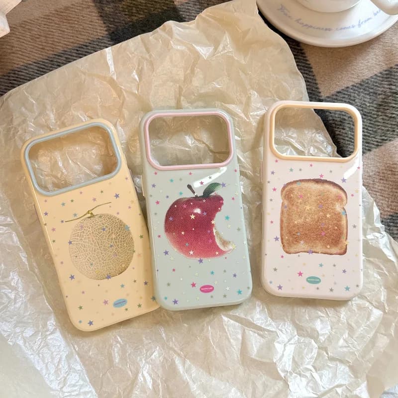 Fruit Star Pattern Double Layer Soft TPU Shockproof Anti-drop Anti-fingerprint Phone Case for iPhone 17 16 15 14 Pro Max