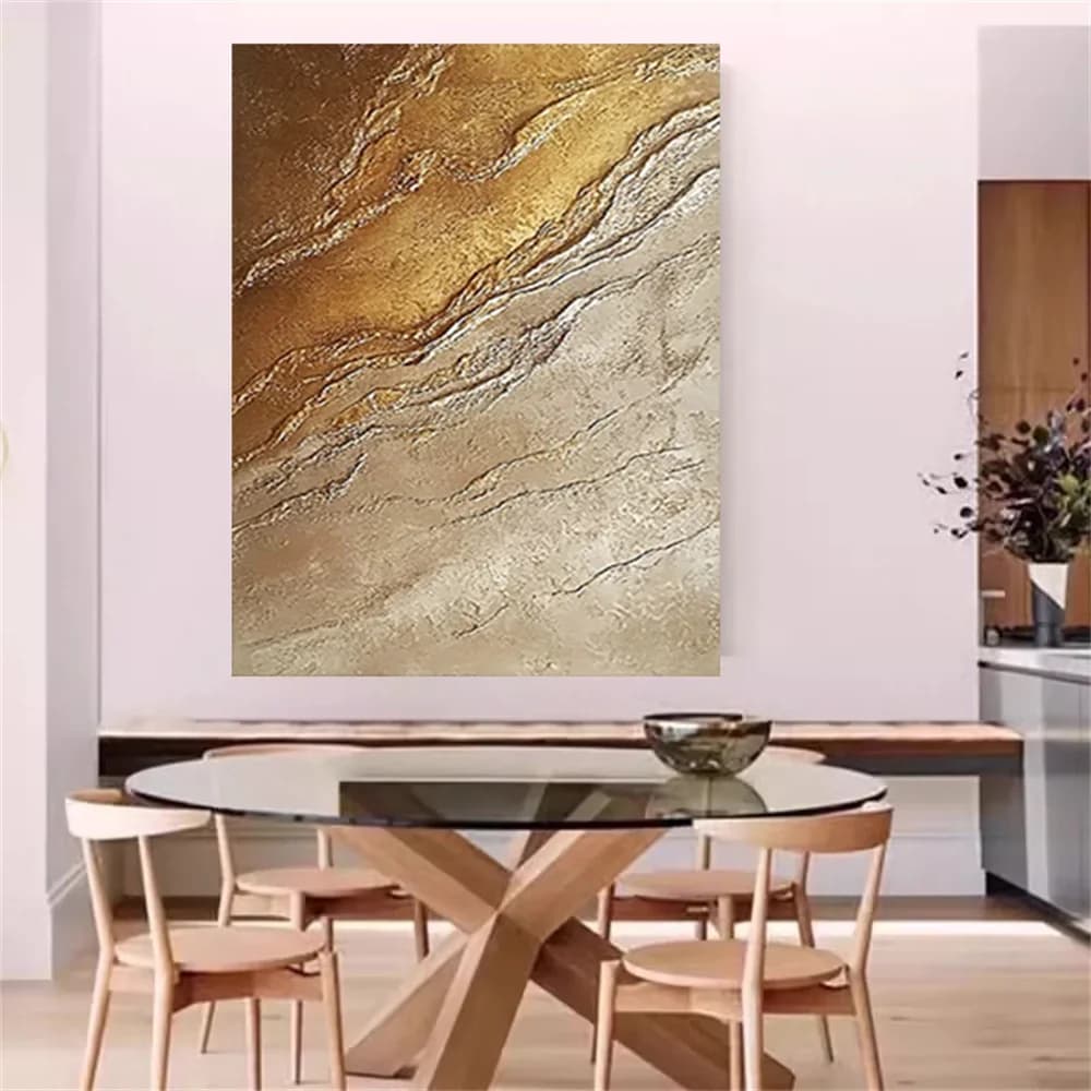 100% Hand-Painted Abstract Oil Painting Gold Wall Art Canvas Big Size Deco Pictures Living Bedroom Home Decor Artwork Pendant