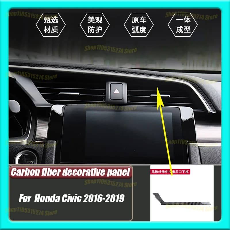 The Carbon Fiber of the Central Control Air Outlet Is Attached to the Lower Frame, for Honda Civic Car Interior Modification