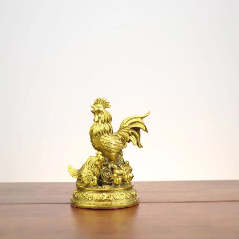 , brass ornament, golden , laying eggs, zodiac rooster, lucky charm, home decor, handicraft, copper