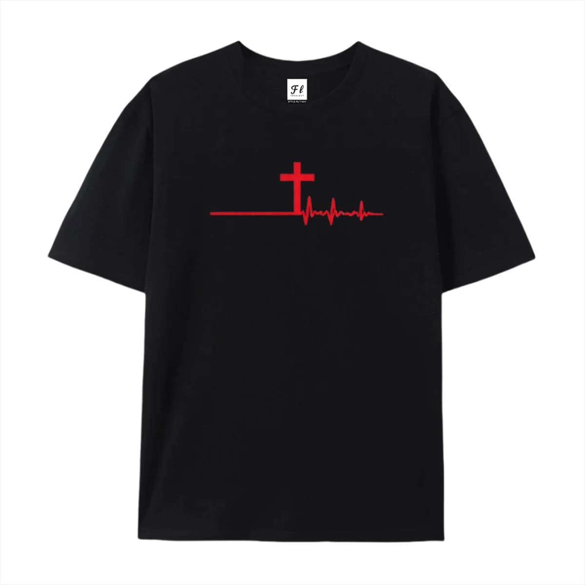 Christian Cross Heartbeat Graphic T Shirt Unisex Faith Religious Print Short Sleeve Tee Men Women Believer Casual Streetwear Top