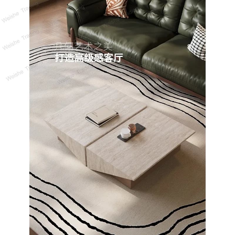 Coffee table living room household medieval style travertine coffee table light luxury creative design living room