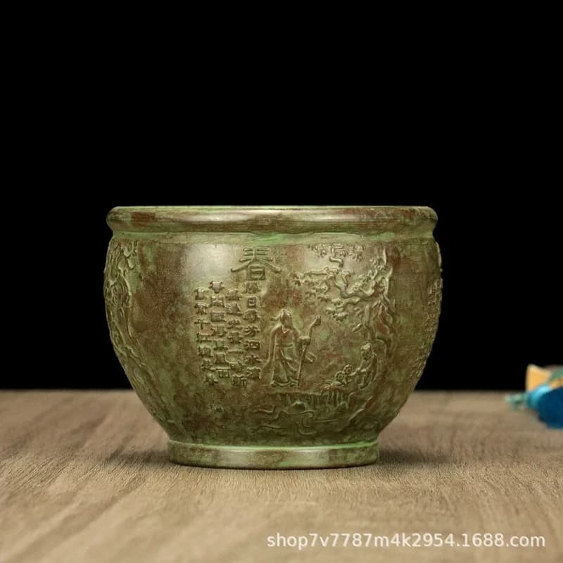 Brass alloy craft four-season vase home living room decorative ornament