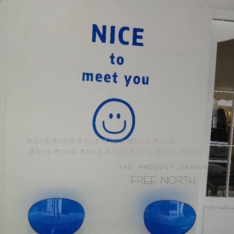 Korean Style Glass Door Nice To Meet You Wallpaper Film Shop Window Anti-collision Stickers Backgrounds Decorative Wall Stickers