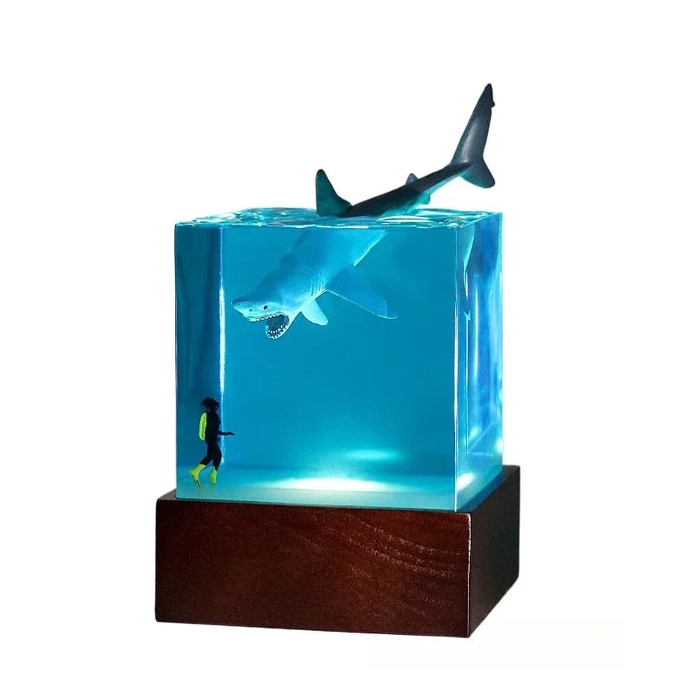Creative marine diver shark dolphin resin night light ornament