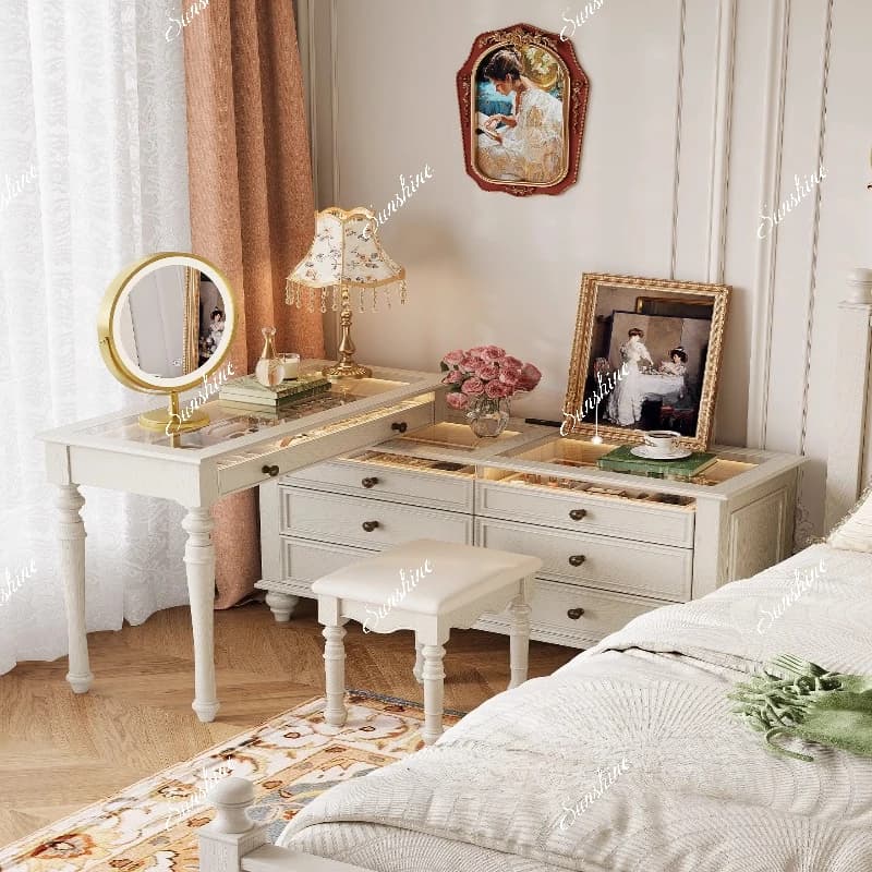 American white all-solid wood dresser, chest cabinet integrated household rotatable