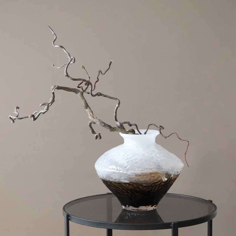 Gradual change color medieval vase glass Chinese flower arrangement living room entrance hotel zen ornament