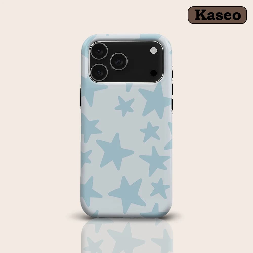 Blue Tone-On-Tone Star Phone Case for Magnetic Phone Case for IPhone 17 16 15 14 Pro Max Plus Single Double-layer Tough Case