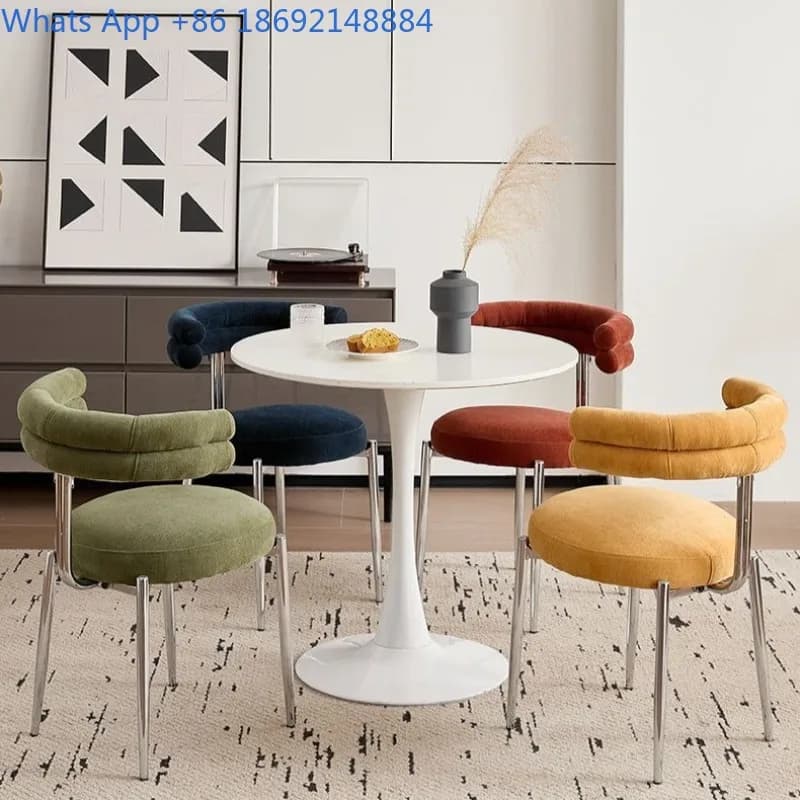 Nordic Style Dining Chair with Comfortable Backrest, Durable Metal Frame, Versatile Design for Bedroom