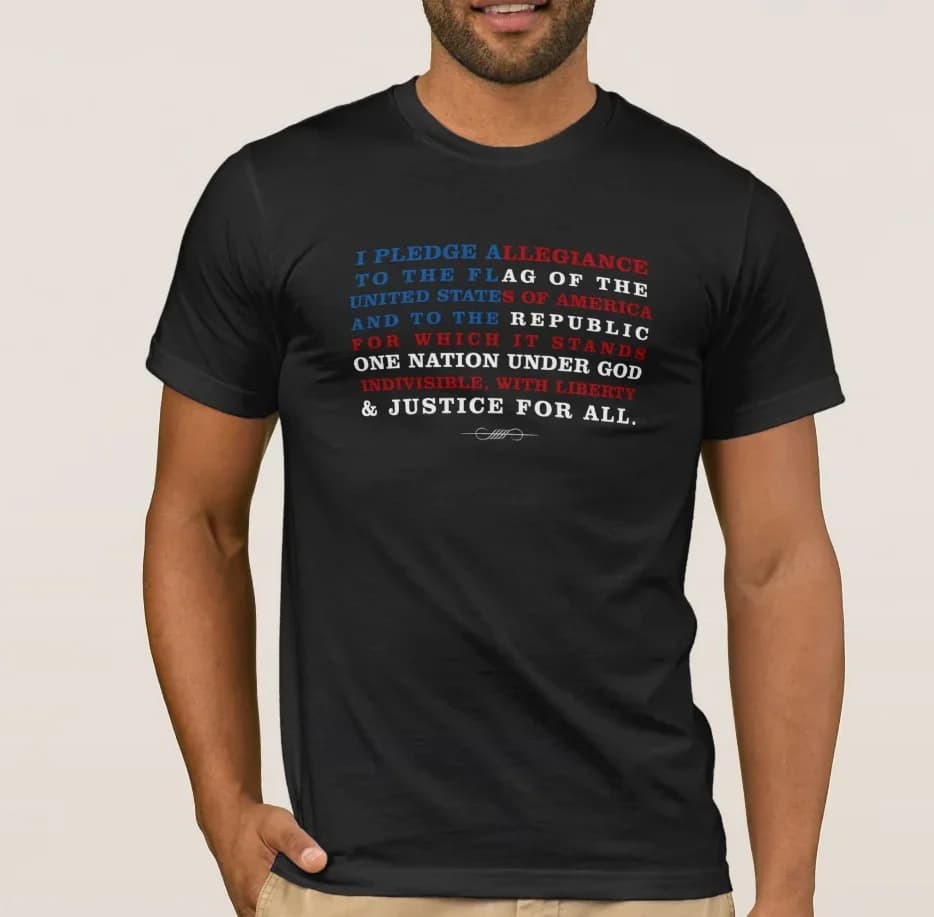 The United States Pledge of Allegiance Text T-Shirt 100% Cotton O-Neck Short Sleeve Summer Casual Mens T-shirt Size S-3XL