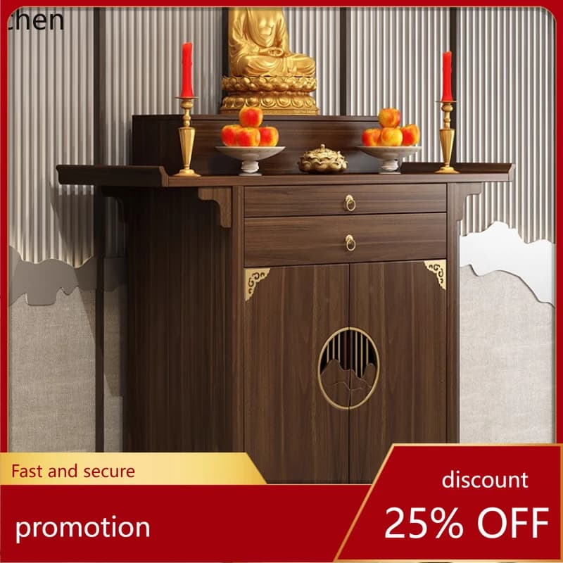 ZML solid wood table cabinet Guanyin Buddha statue cabinet modern light luxury tribute table
