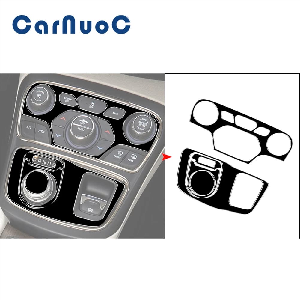 Car A/C Panel Gear Shift Knob Cover Trim Stickers For Chrysler 200 2015 2016 2017 Decorate Accessories Black Interior Mouldings