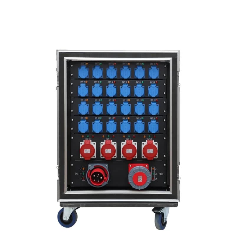W-22 63A 5pin Power Distribution Box EU Plug Input Output Stage 24 Road 16A 4 Road 32A for Power Distribution Equipment