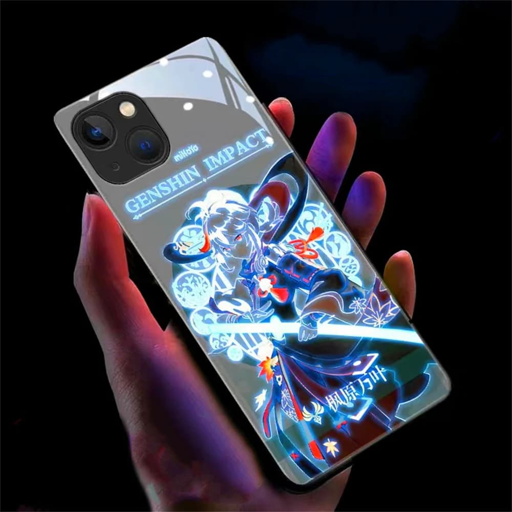 Kazuha Genshin Impact Sound Control LED Flash Cases Luminous Cover For Samsung S25 S24 S23 S22 S21 S20 FE Plus Ultra A14