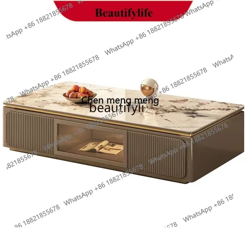X    Light luxury rock slab coffee table suspended TV cabinet combination suspended floor cabinet hanging living room furnit
