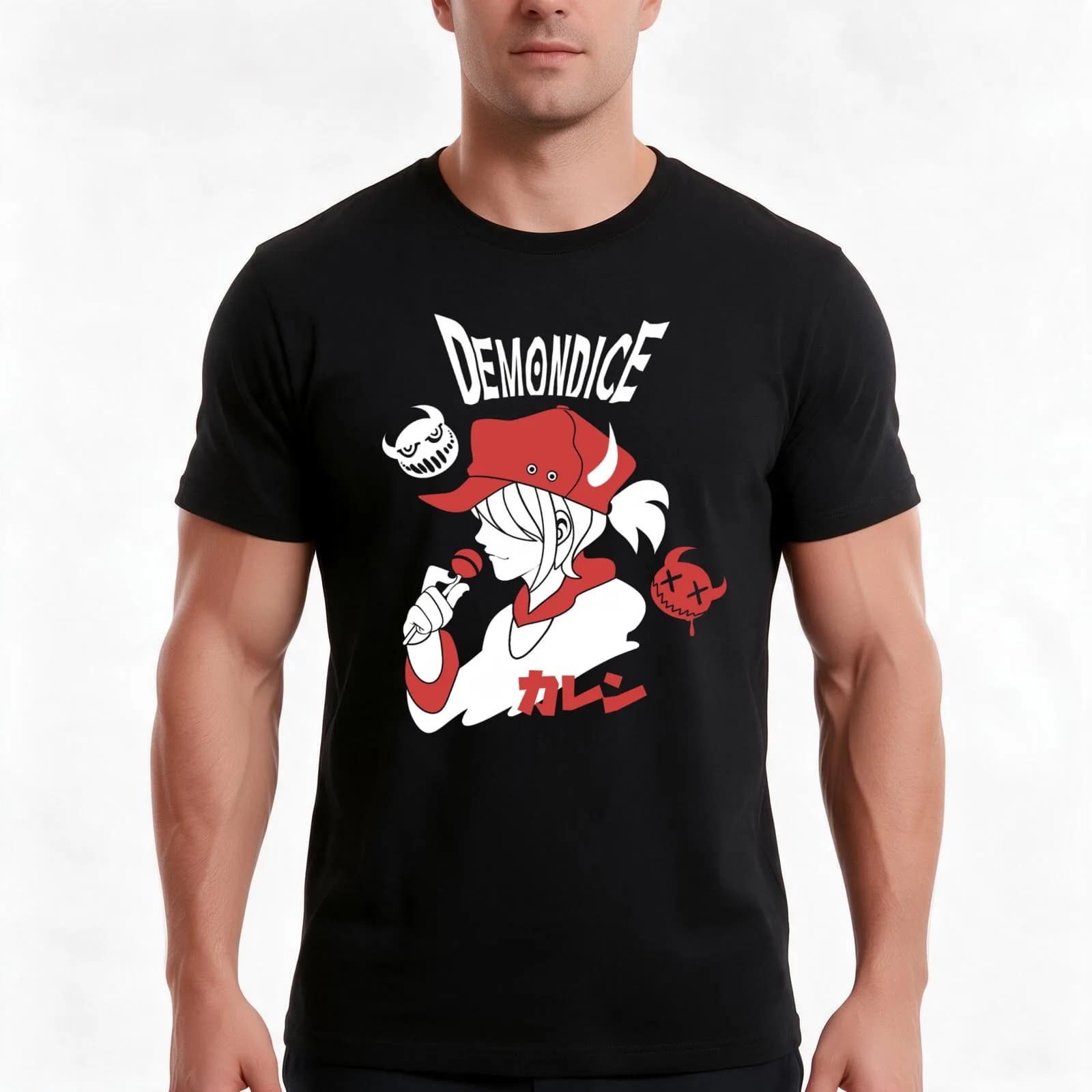 Demondice funny T-Shirt, Summer Casual Cotton Tee, Oversized Streetwear Tops, Vintage Graphic Print, Loose Fit Short Sleeve
