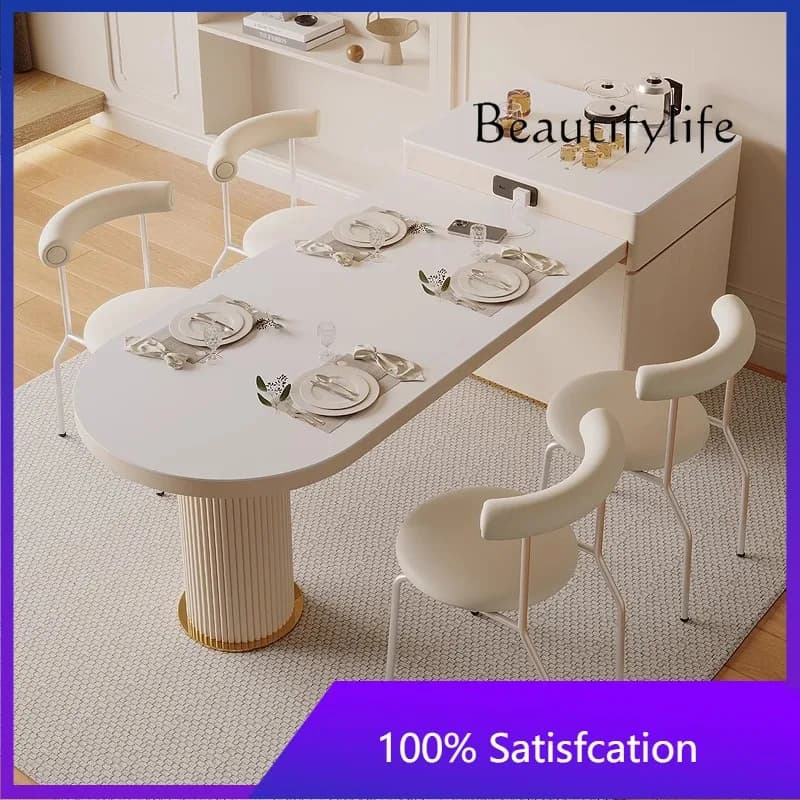 JB Nordic Extendable Dining Table Induction Cooker Waterproof Utility Spice Lsland Tea Small Apartmen Table A Manger Home Furnit