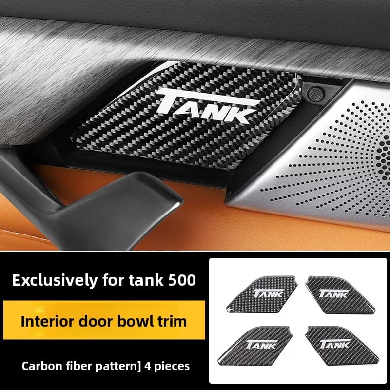 For GWM Tank 500 Hi4-T Hi4-Z Carbon Fiber Internal Door Bowl Sticker Handle Scratch Resistant Patch Decorative Parts