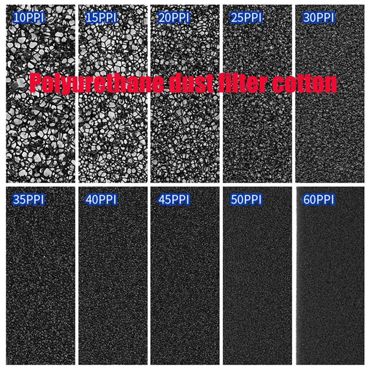 1Mx1M/1Mx2M Polyurethane Dustproof Filter Sponge 10PPI-60PPI Air Compressor Filter Cotton Air Filter Foam for Dust Filtration