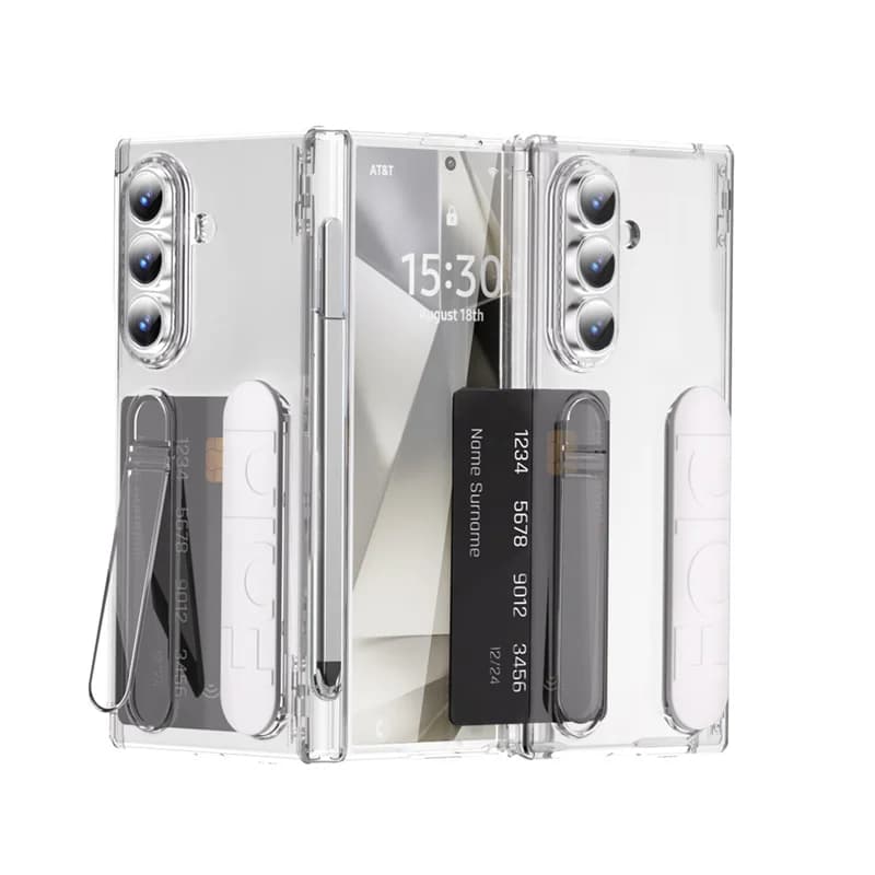 For Samsung Galaxy Z Fold 8Ultra 7 6 5 4 Wristband Holder Hinge Card Slot Case With Pen Slot & S Pen Screen Protect Film Cover