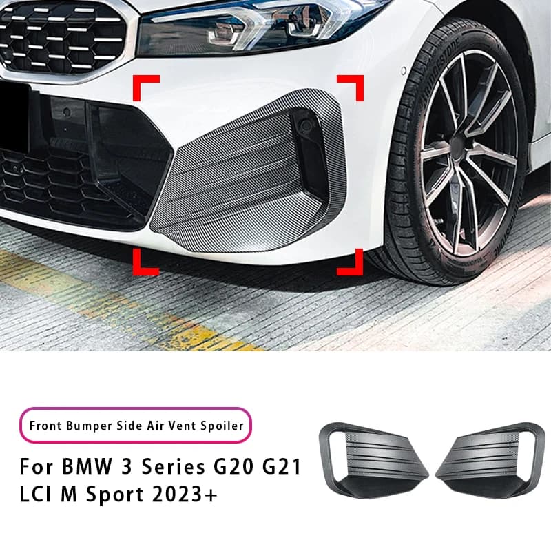 For BMW 3 Series G20 G21 LCI M Sport 2023+ Front Bumper Side Air Vent Spoiler Grill Fog Light Cover Trim Body Kits Accessories